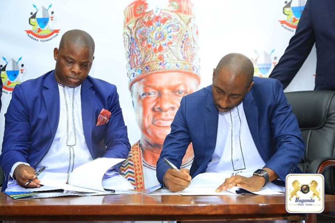 Mr. Edward Ndagala represented the Kabaka Foundation, while Mr. William Matovu represented Heifer International during the agreement signing Image